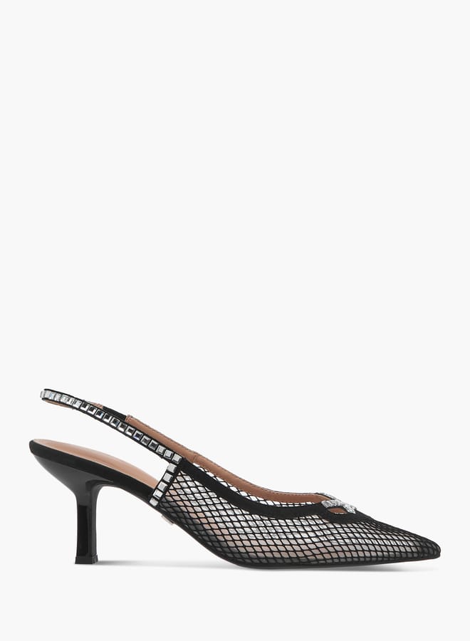Celeste Women's Embellished Slingback Shoes with Kitten Heels  - Image 3