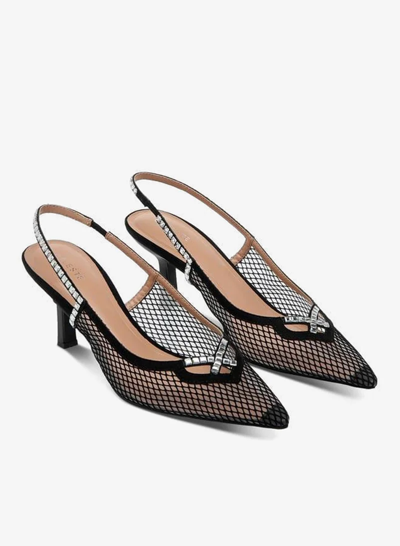 Celeste Women's Embellished Slingback Shoes with Kitten Heels Ramadan Collection