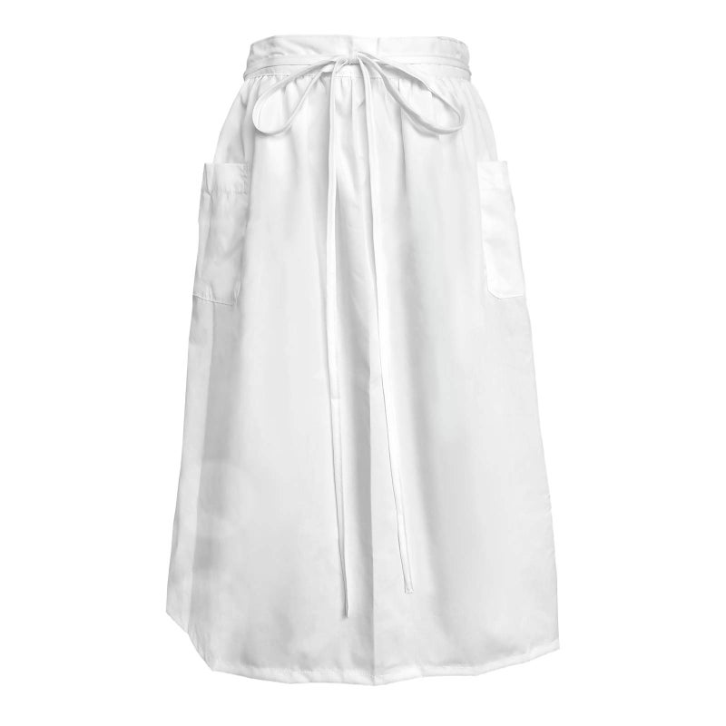 Cityelf Vintage Adjustable Ruffle White Apron Maid Costume Victorian Style 50â€™s Dress Apron with Long Ties and Pockets - Image 1
