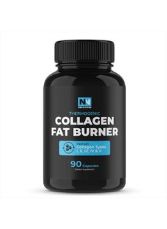 Multi Collagen Fat Burn | Collagen Peptides Types I,II,III,V & X and Complete Thermogenic Fat Burn Blend | ACV, Green Tea & More | Weight Loss, Youthful Skin, Joint & Metabolism Support | 90 Capsules