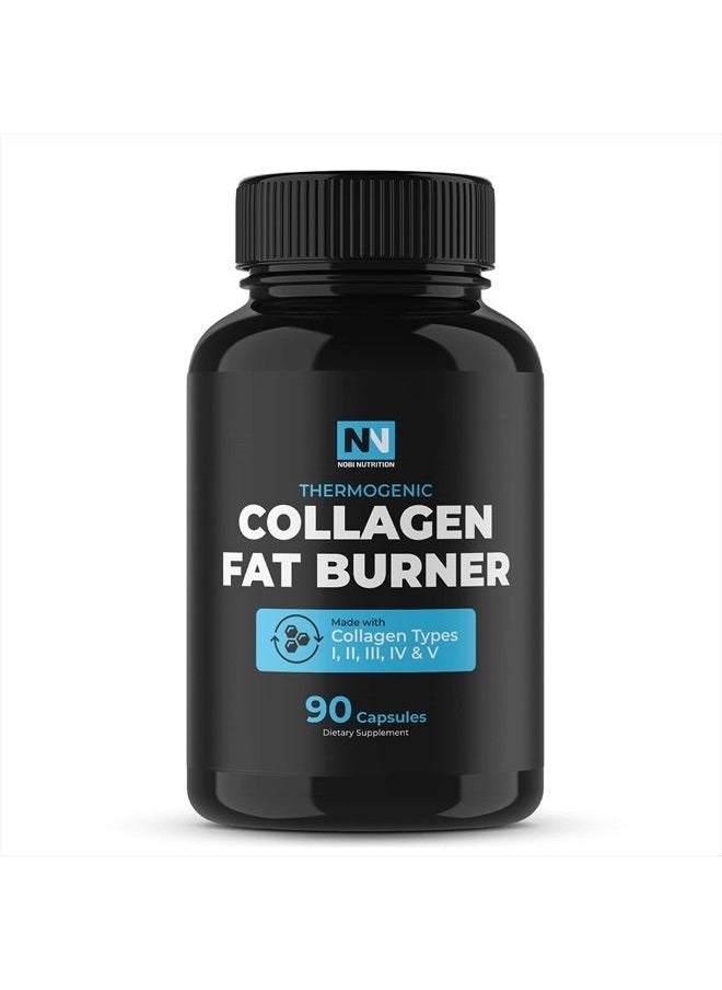 Nobi Nutrition - Multi Collagen Fat Burn | Collagen Peptides Types I,II,III,V & X and Complete Thermogenic Fat Burn Blend | ACV, Green Tea & More | Weight Loss, Youthful Skin, Joint & Metabolism Support | 90 Capsules - Image 1