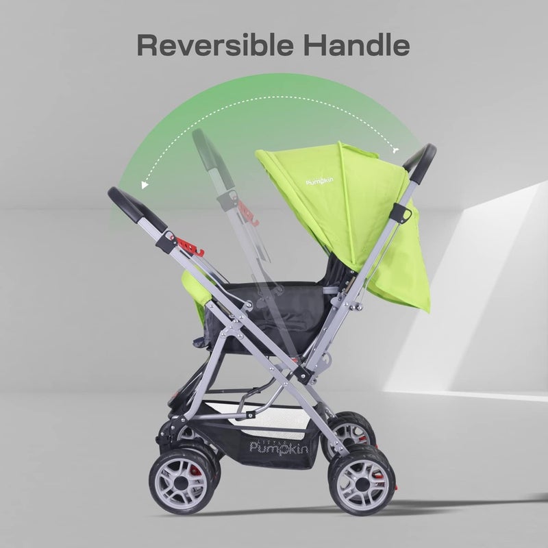 Little Pumpkin by R for Rabbit Kiddie Kingdom Baby Stroller - 3 Position Recline, Adjustable Backrest, 360° Swivel Wheel, Large Storage Basket, Reversible Handle - Image 5