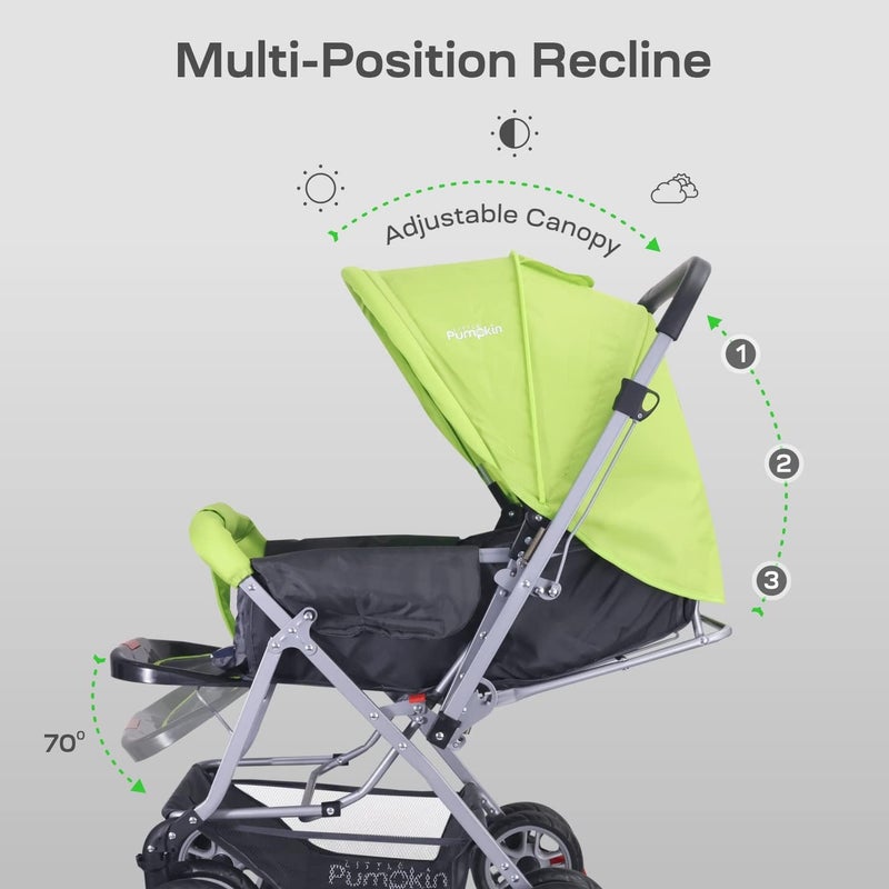 Little Pumpkin by R for Rabbit Kiddie Kingdom Baby Stroller - 3 Position Recline, Adjustable Backrest, 360° Swivel Wheel, Large Storage Basket, Reversible Handle - Image 2