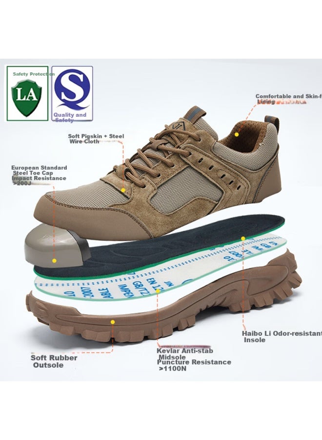 Dinggu Dinggu Men'S Brown Safety Shoes With Anti-Smashing And Anti-Piercing Rubber Sole, Comfortable And Breathable, Jd1176 Brown Size 40 - Image 2