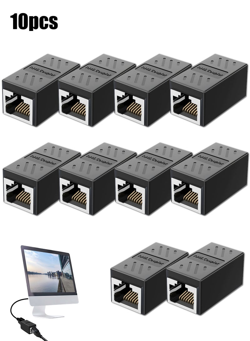 مقرنة RJ45 ، مقرنة إيثرنت - أنثى إلى أنثى موسع كابل شبكة الإنترنت ل Cat7 / Cat6 / Cat5e / Cat5 ، 10 عبوات - Image 1