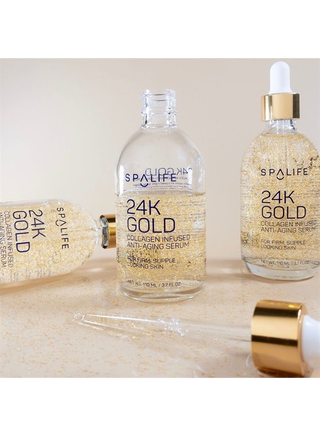 SpaLife Nourishing Anti-Aging Gold & Silver Serums (Anti-Aging 24k Gold & Collagen) 110 ML(3.7 oz) - Image 4