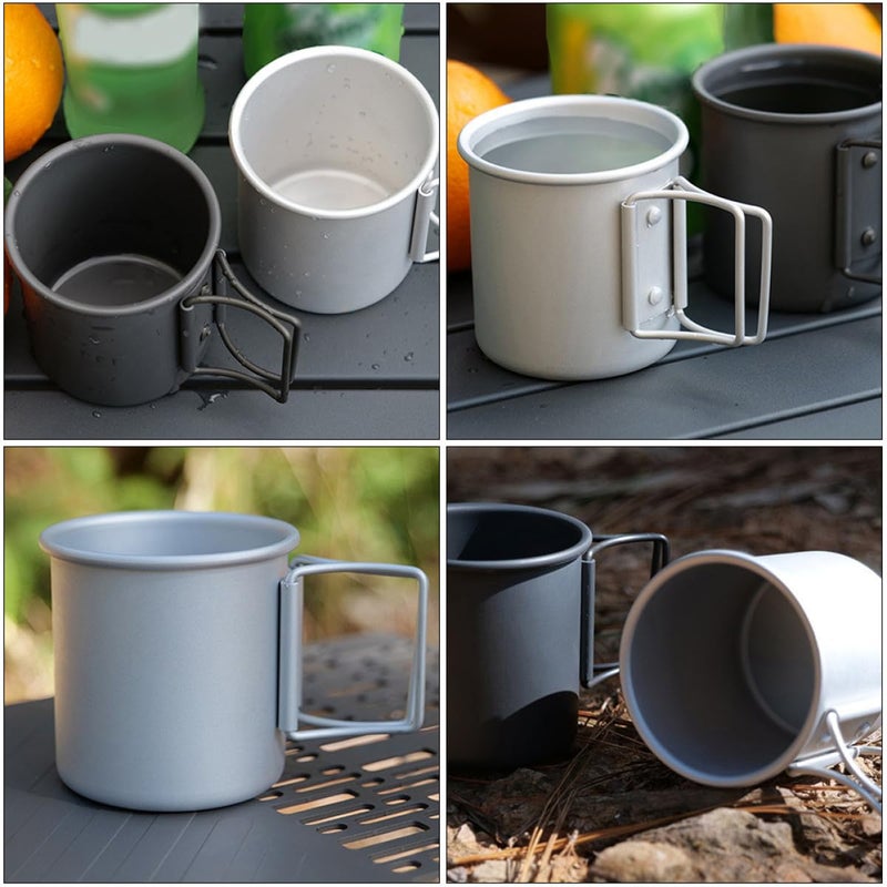 Foldable Aluminum Alloy Camping Mug Portable Lightweight Travel Coffee Cup Silver - Image 5