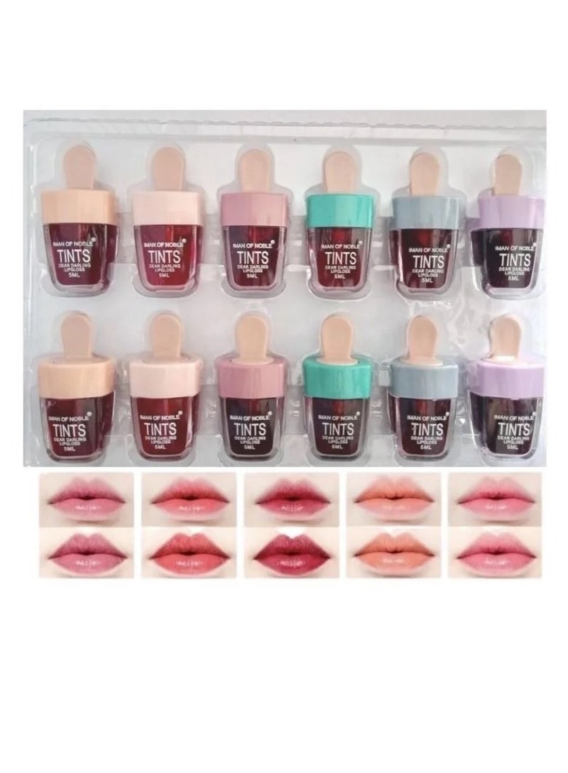 مجموعه مورد شفايف اتنت وخدود مكون من 12 لون