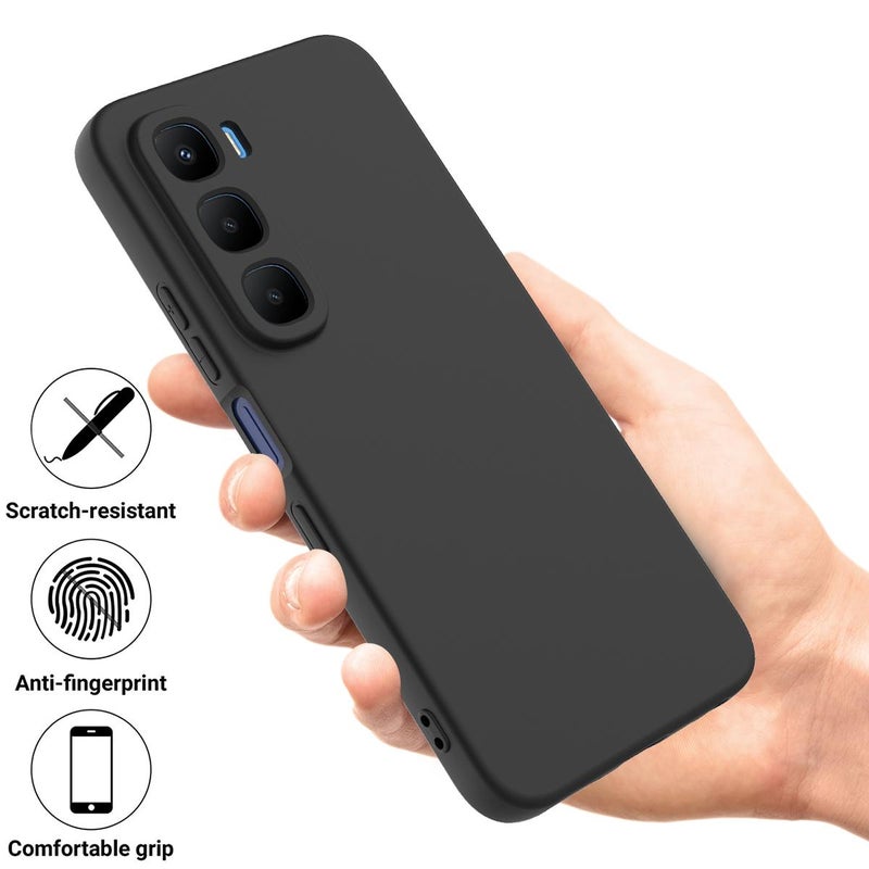 For Infinix Hot 60 Pro+ 4G Solid Color Liquid Silicone Dropproof Full Coverage Phone Case(Black) - Image 2