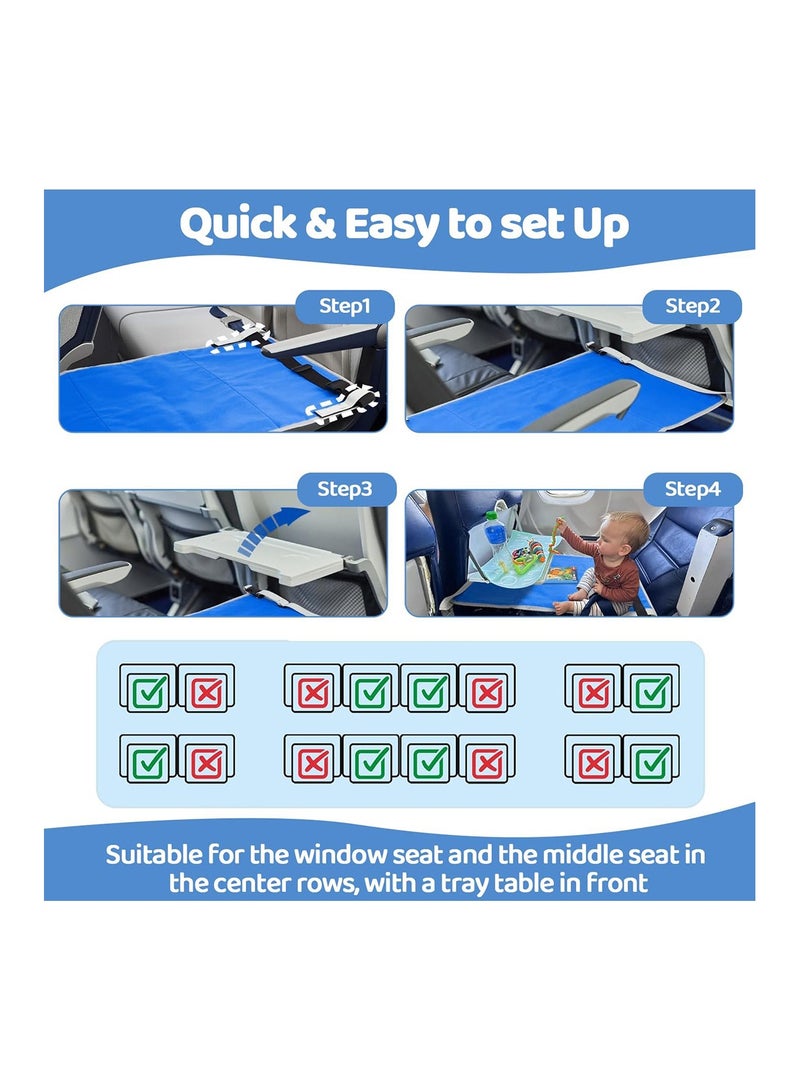 Baby Airplane Travel Footrest Bed Toddler Airplane Seat Portable Toddler Travel Foot Hammock Airplane Seat Extender Leg Rest for Children Travel Essentials for Children to Lie Down on Plane in Blue  - Image 3