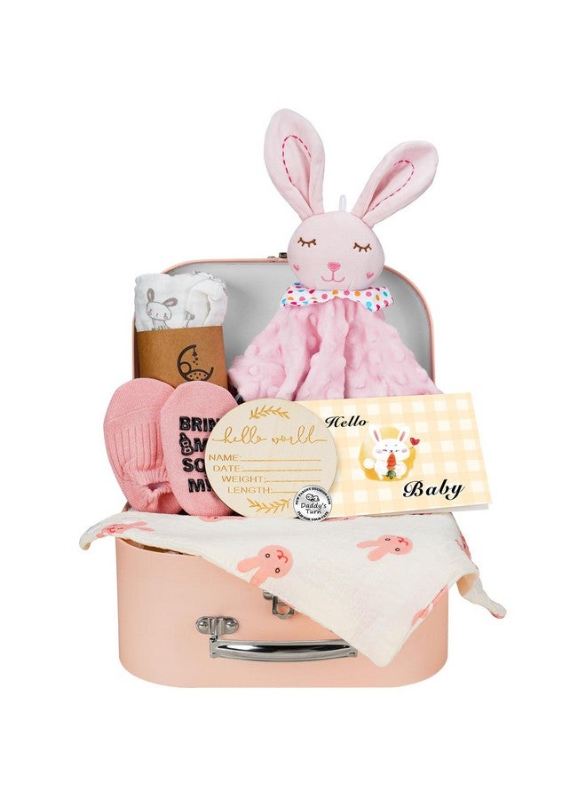 WeCool Baby Girl Gift Basket, 8Pcs Baby Girl Gifts Newborn Gift Set, Cute & Practical Baby Girl Newborn Essentials Gift Basket Set, Warm Gifts Newborn Baby Girl Gifts Set, Best Welcome Baby Gift - Image 1