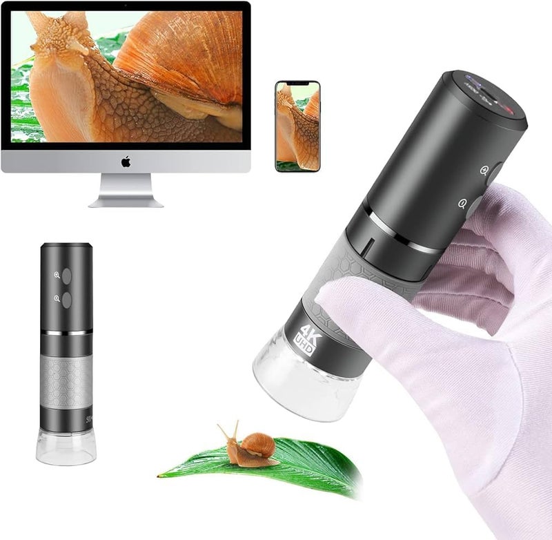 MICROWARE WiFi Wireless Digital Microscope 4K HD Wi-Fi Microscope Camera Digital Magnifier Compatible for iPhone, Android Phones and PC (Black) - Image 1