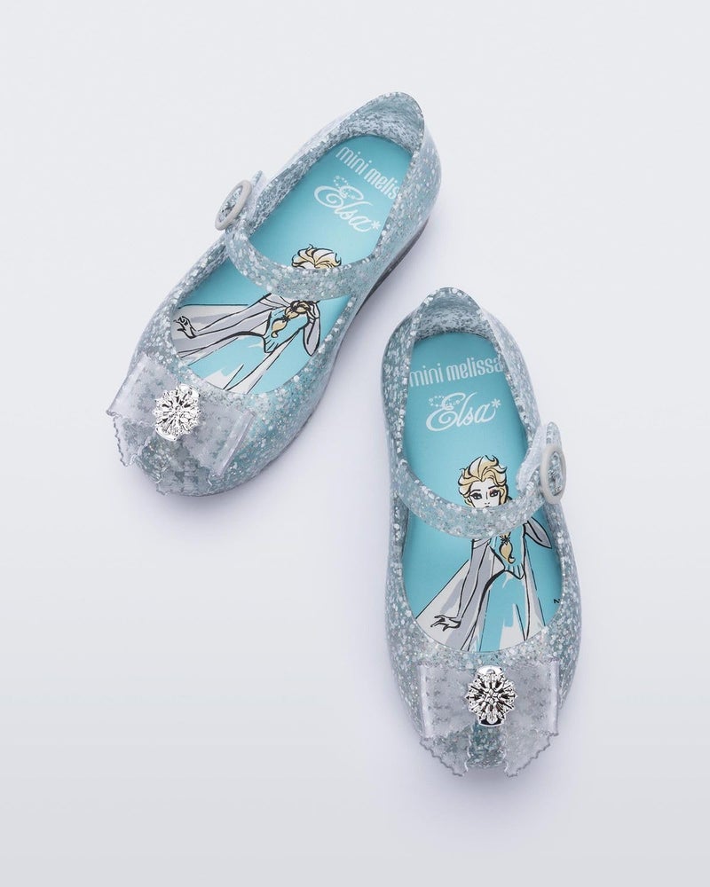 mini melissa Girl's Sweet Love + Disney Princess Mary Jane Jelly Flat for Toddlers & Babies - Jelly Shoes for Little Girls with Adjustable Strap & Side Buckle, Blue/Elsa 7 Toddler M - Image 5