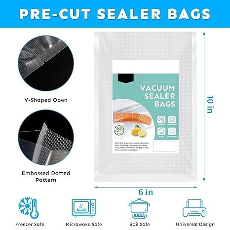 Shrevi Vacuum Sealer Bags for Food 100 Quart Commercial Grade Embossed Food Vacuum Bags PreCut Food Saver Bags for Sous Vide17x25 Meal Prep and Storage BPA Free - Image 2
