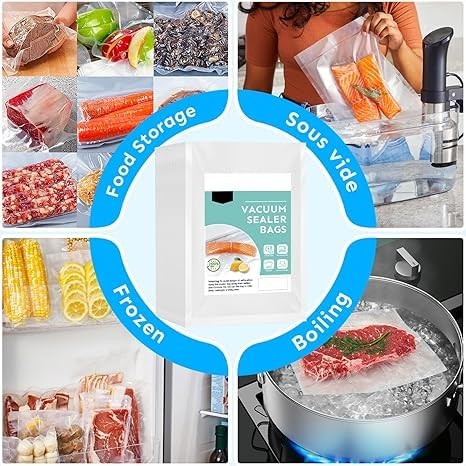 Shrevi Vacuum Sealer Bags for Food 100 Quart Commercial Grade Embossed Food Vacuum Bags PreCut Food Saver Bags for Sous Vide17x25 Meal Prep and Storage BPA Free - Image 4