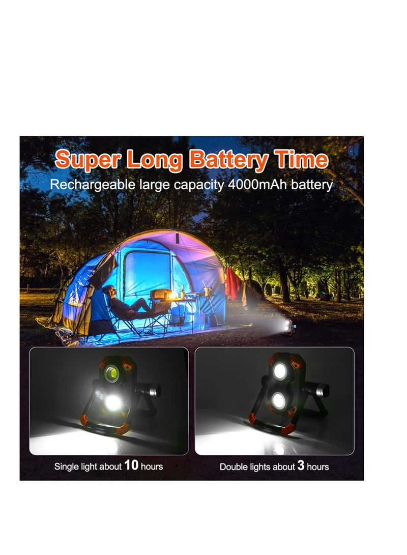 Excefore مصباح عمل LED قابل لإعادة الشحن مع دوران 360 درجة، مصباح COB قابل للطي، مصباح عمل محمول مقاوم للماء، مناسب لإصلاح السيارات والتخييم والمشي لمسافات طويلة والسفر والأنشطة الخارجية  - Image 4