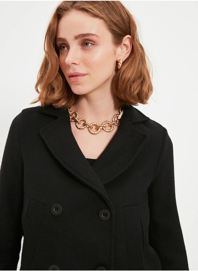 trendyol High Neck Double Breasted Coat