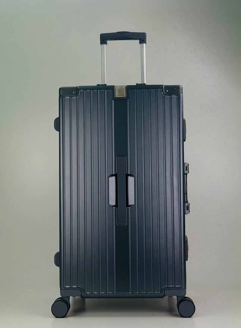SAW & SEE Light Weight Aluminum Frame Fashion Trolley Luggage Unbreakable Polycarbonate Strong Hard Case Checked Luggage with Dual TSA approved and 4 Quite 360° Double wheels and Cup Holder with free protection Cover (Checked Luggage 30-Inch, Grey) - Image 2