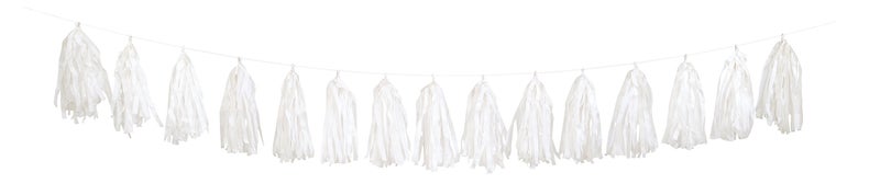 Unique Party 9ft White Tissue Paper Tassel Garland - Image 2