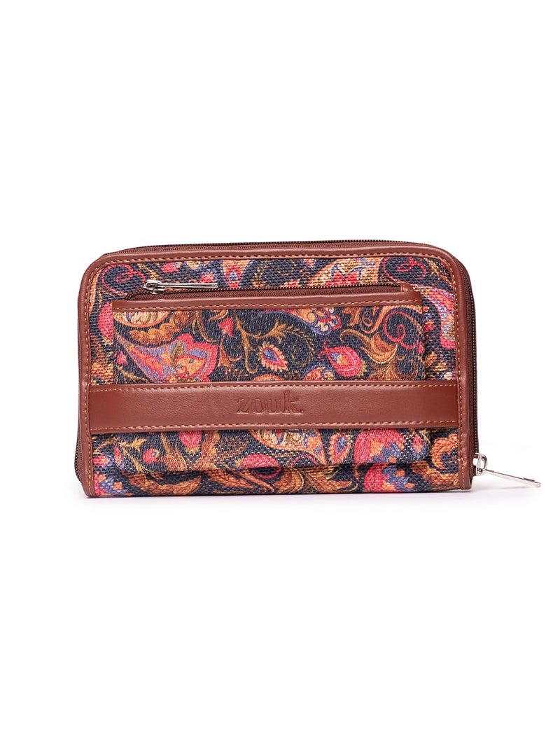 ZOUK محفظة نسائية كلاسيكية مزودة بسحاب مصنوعة يدويًا من مواد نباتية - Image 1