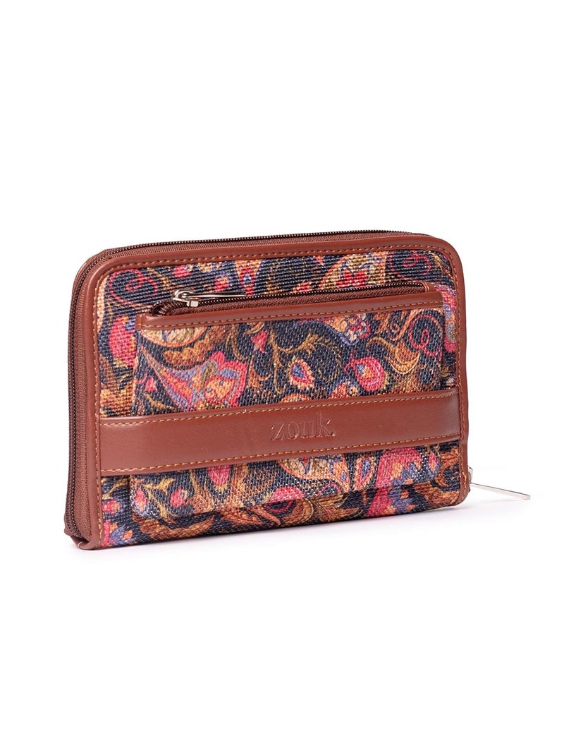 ZOUK محفظة نسائية كلاسيكية مزودة بسحاب مصنوعة يدويًا من مواد نباتية - Image 3