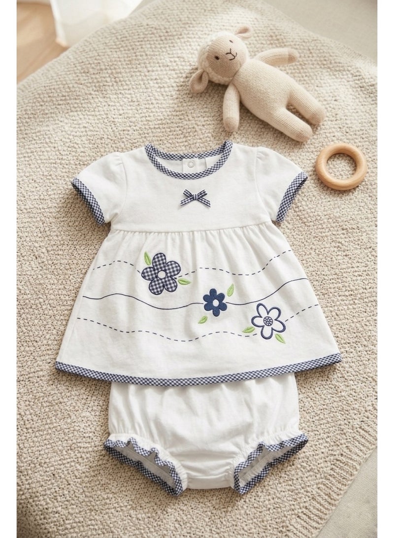 Lucky Kids Charming Floral Applique Dress and Matching Panty Set - Image 2