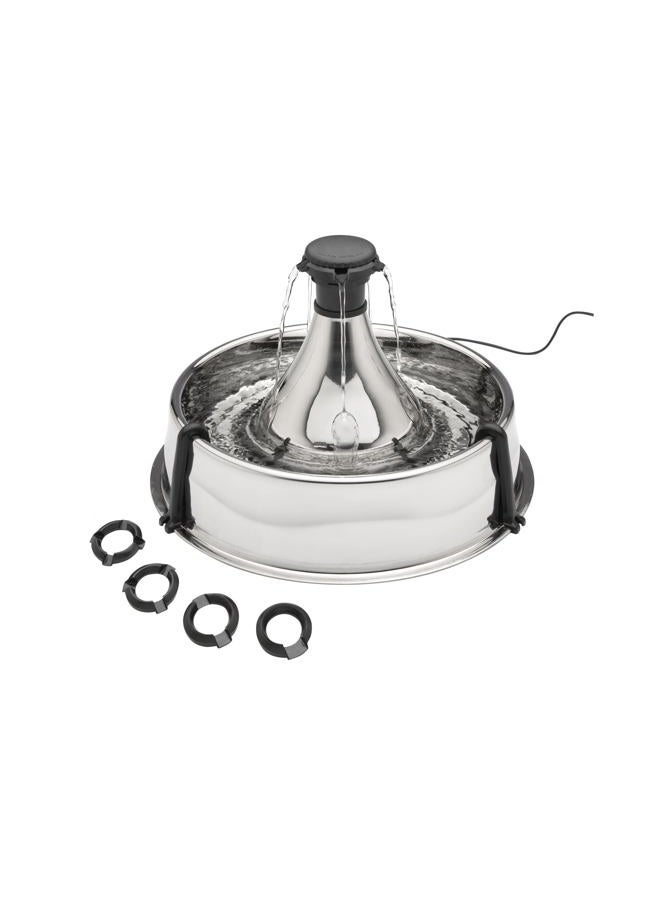 PetSafe Drinkwell Stainless Steel 360 Multiple Pet Fountain - Scratch and Rust Resistant Automatic Water Dispenser for Cats or Dogs - Adjustable Flow Control - 128 Ounce (3.8 Liter) - Filters Included - Image 1