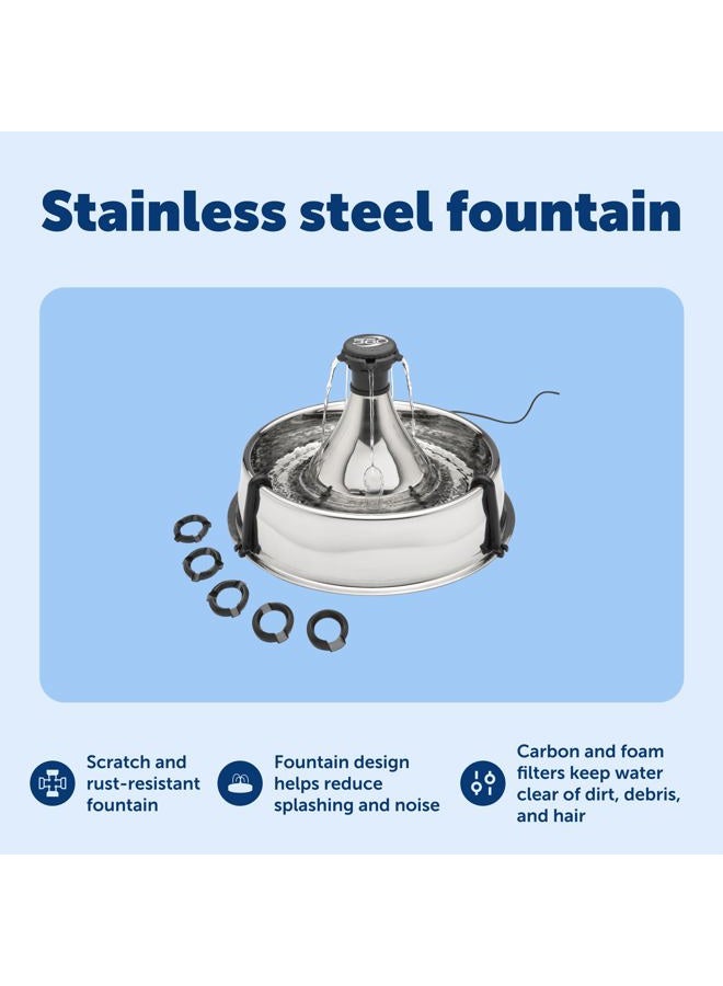 PetSafe Drinkwell Stainless Steel 360 Multiple Pet Fountain - Scratch and Rust Resistant Automatic Water Dispenser for Cats or Dogs - Adjustable Flow Control - 128 Ounce (3.8 Liter) - Filters Included - Image 5