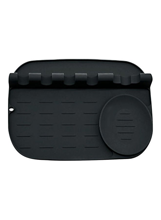 NIBEMINENT Silicone Utensil Rest Holder with Drip Pad Black 25.3 x 3.8 19cm 