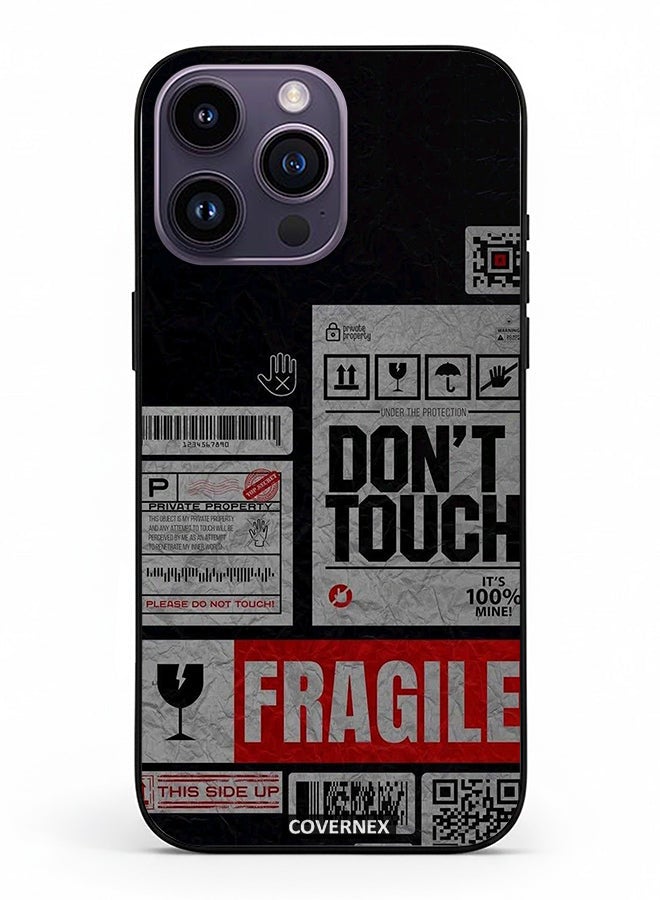 Covernex غطاء حماية لجهاز آبل آيفون 14 برو ماكس مطبوع مع ملصق تحذير هش - Image 2