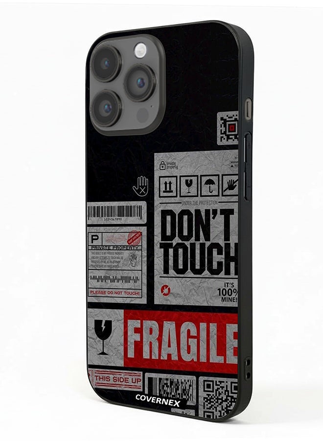 Covernex غطاء حماية لجهاز آبل آيفون 14 برو ماكس مطبوع مع ملصق تحذير هش - Image 1