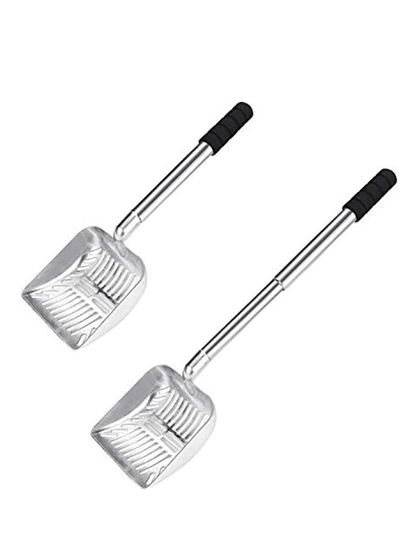 كاست ويف مغرفة فضلات القطط ، مغرفة فضلات القطط من الفولاذ المقاوم للصدأ ، منخل فضلات القطط المعدنية مع مجرفة عميقة ومقبض طويل مريح ، مغرفة فضلات الحيوانات الأليفة غير اللاصقة بمقبض إسفنجي مبطن - Image 1