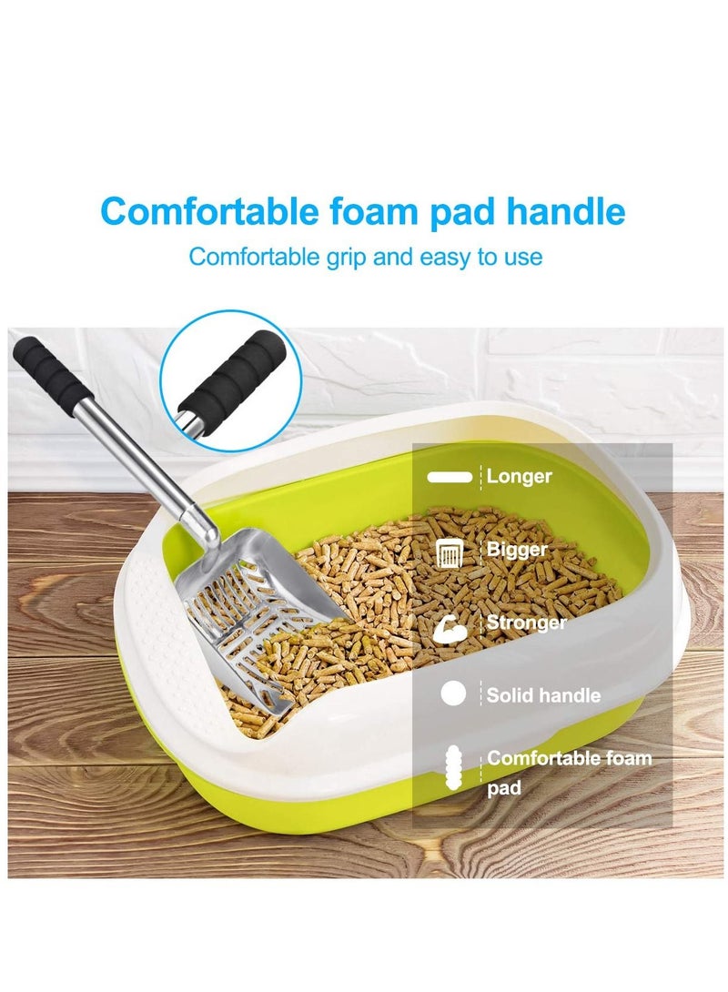 كاست ويف مغرفة فضلات القطط ، مغرفة فضلات القطط من الفولاذ المقاوم للصدأ ، منخل فضلات القطط المعدنية مع مجرفة عميقة ومقبض طويل مريح ، مغرفة فضلات الحيوانات الأليفة غير اللاصقة بمقبض إسفنجي مبطن - Image 3