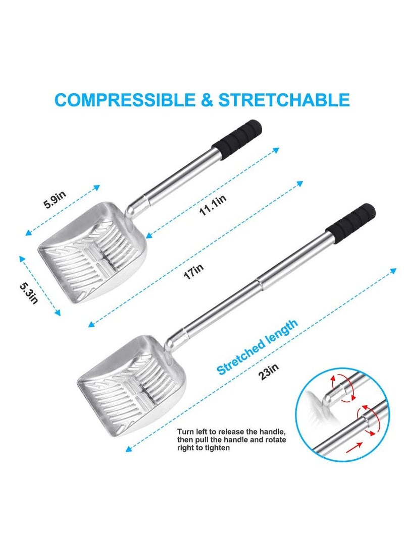 كاست ويف مغرفة فضلات القطط ، مغرفة فضلات القطط من الفولاذ المقاوم للصدأ ، منخل فضلات القطط المعدنية مع مجرفة عميقة ومقبض طويل مريح ، مغرفة فضلات الحيوانات الأليفة غير اللاصقة بمقبض إسفنجي مبطن - Image 2