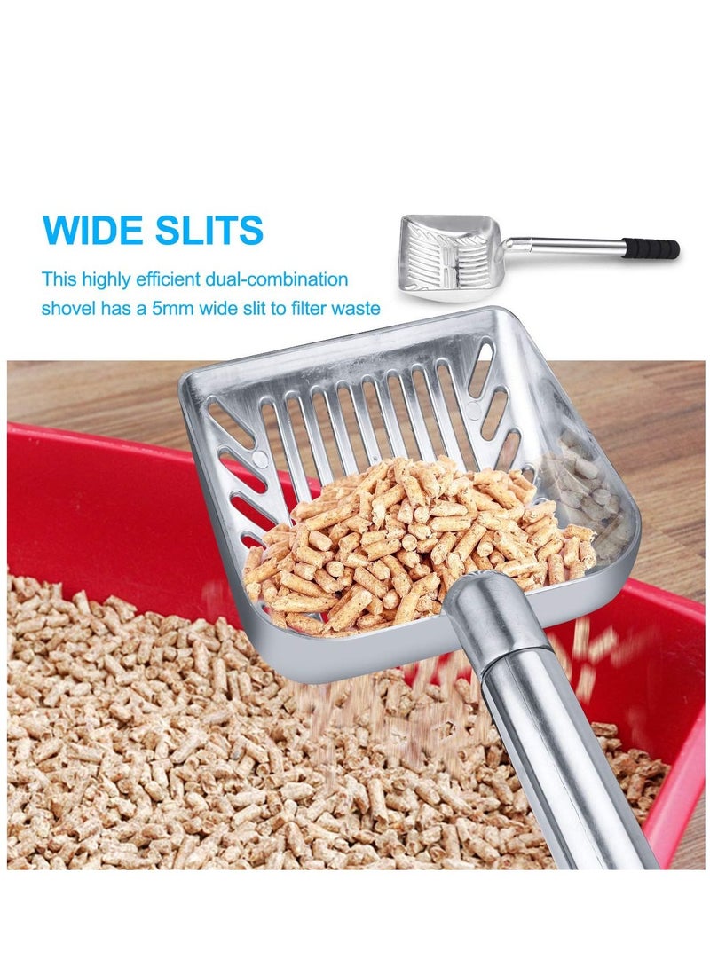 كاست ويف مغرفة فضلات القطط ، مغرفة فضلات القطط من الفولاذ المقاوم للصدأ ، منخل فضلات القطط المعدنية مع مجرفة عميقة ومقبض طويل مريح ، مغرفة فضلات الحيوانات الأليفة غير اللاصقة بمقبض إسفنجي مبطن - Image 4