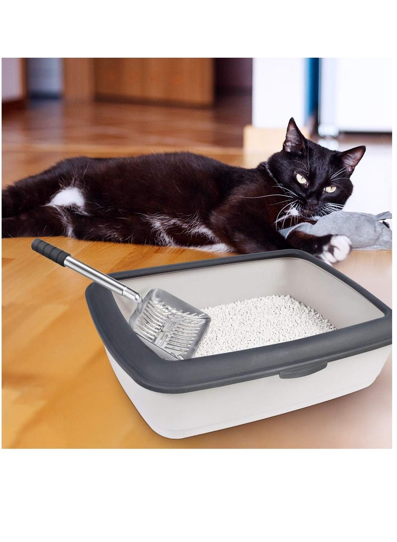 كاست ويف مغرفة فضلات القطط ، مغرفة فضلات القطط من الفولاذ المقاوم للصدأ ، منخل فضلات القطط المعدنية مع مجرفة عميقة ومقبض طويل مريح ، مغرفة فضلات الحيوانات الأليفة غير اللاصقة بمقبض إسفنجي مبطن - Image 5