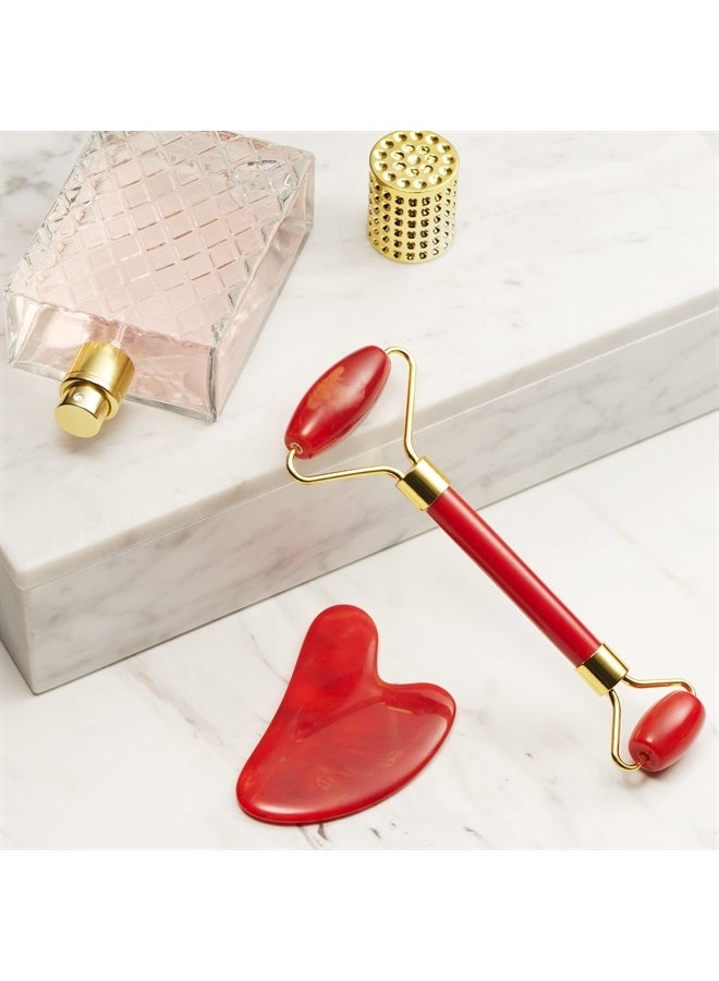 Birthday Gifts, Spa Gifts for Women, Bath and Body Gift Set, Red Rose Gift Basket Relaxation, Pampering, Thank You, Birthday Gifts for Mom Her with Perfume, Jade Roller, Quartz Gua Sha Stone & More