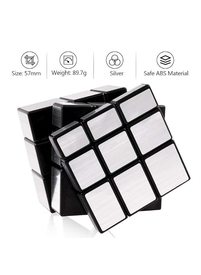 D-FantiX - DFantiX Shengshou Mirror Cube 3x3x3 Speed Cube 3x3 Mirror Blocks Cube Different Shapes Silver Cube 57mm - Image 1