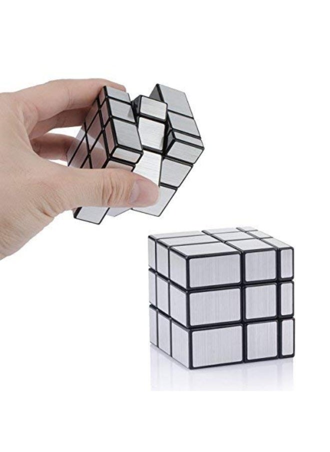 D-FantiX - DFantiX Shengshou Mirror Cube 3x3x3 Speed Cube 3x3 Mirror Blocks Cube Different Shapes Silver Cube 57mm - Image 1