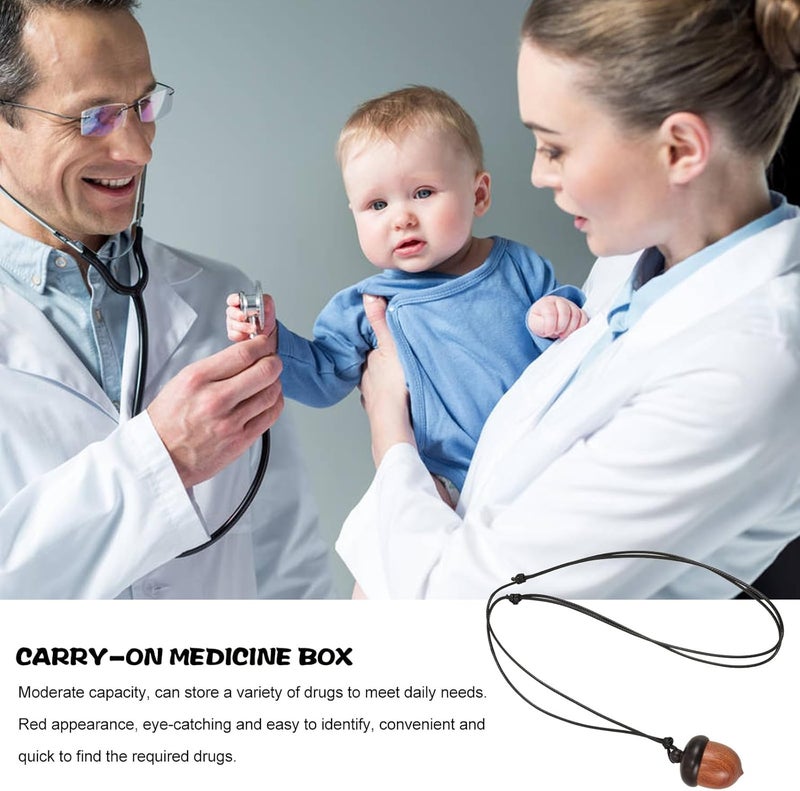 Acorn Shape Mini Sealing Container Portable Medication Organizer with Rope Travel Pill Box Moisture-Proof Daily Pill Case for Supplements and Tablets - Image 3