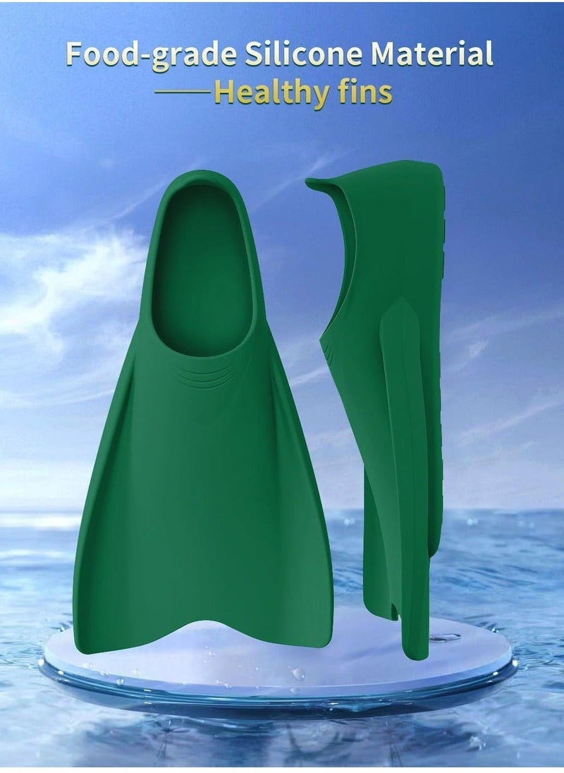Generic Swimming Fins, Streamlined Training Short Flippers, Silicone Swimming Flippers for Kids Adults and for Swimming Snorkeling and Diving 2XS, Deep Green  - Image 5
