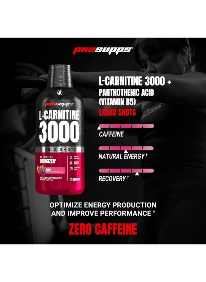 ProSupps L-Carnitine 3000 Liquid Fat Burner - Berry Flavor - 31 Servings - High Potency Metabolism Support & Calorie Burning Energy Liquid - Image 2