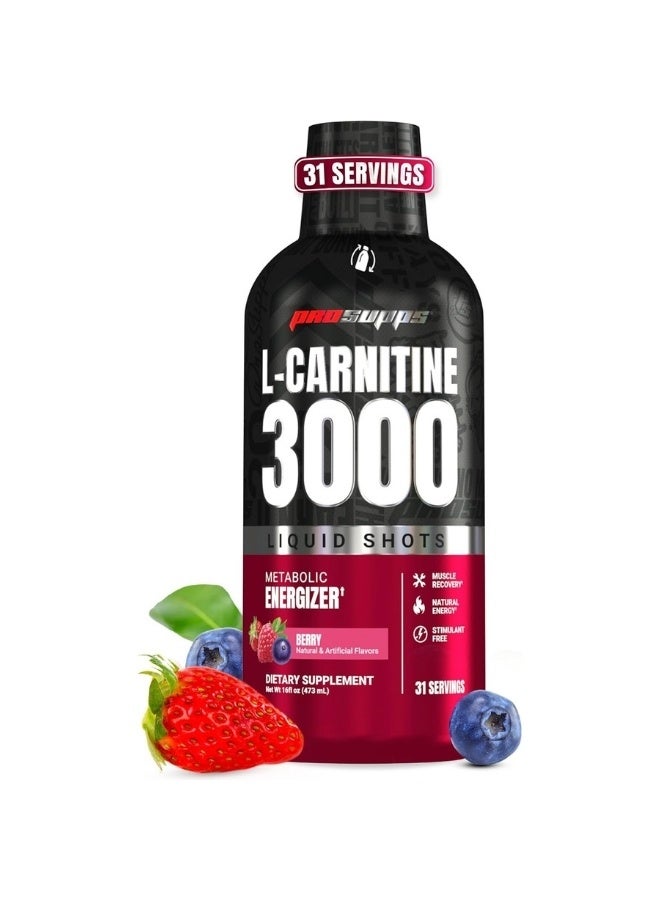 ProSupps L-Carnitine 3000 Liquid Fat Burner - Berry Flavor - 31 Servings - High Potency Metabolism Support & Calorie Burning Energy Liquid - Image 1