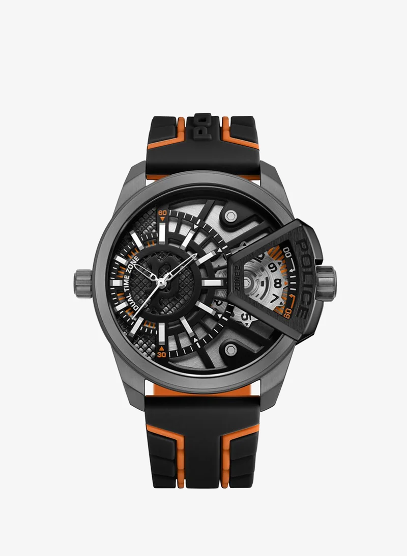 POLICE - Underlined Watch For Men Black & Grey Dial With Black Silicone Strap - PEWJM0004201
