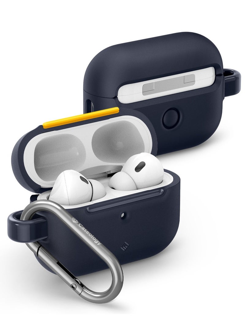 Caseology Nano Pop Airpods Pro 2 Case Cover 2023 / 2022 (USB-C / Lightning) 2nd Generation with Carabiner - Blueberry Navy - Image 1