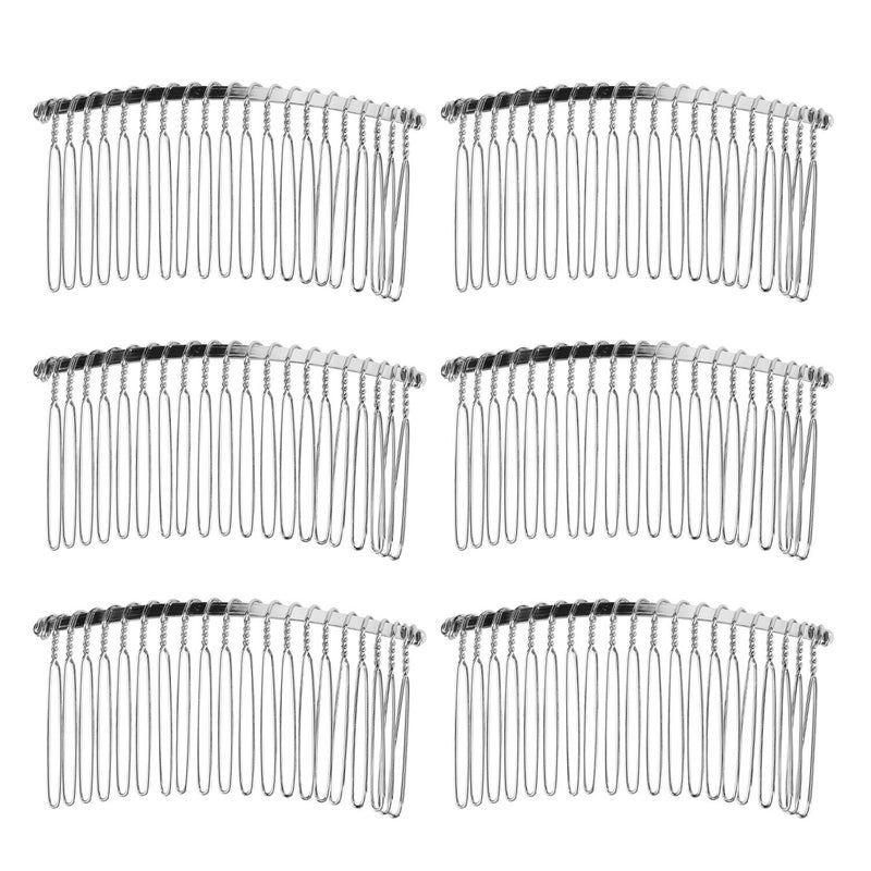 Senkary 10 Pieces Metal Hair Comb Clip Wire Wedding Bridal Veil Combs for Women (20 Teeth, Silver) - Image 1