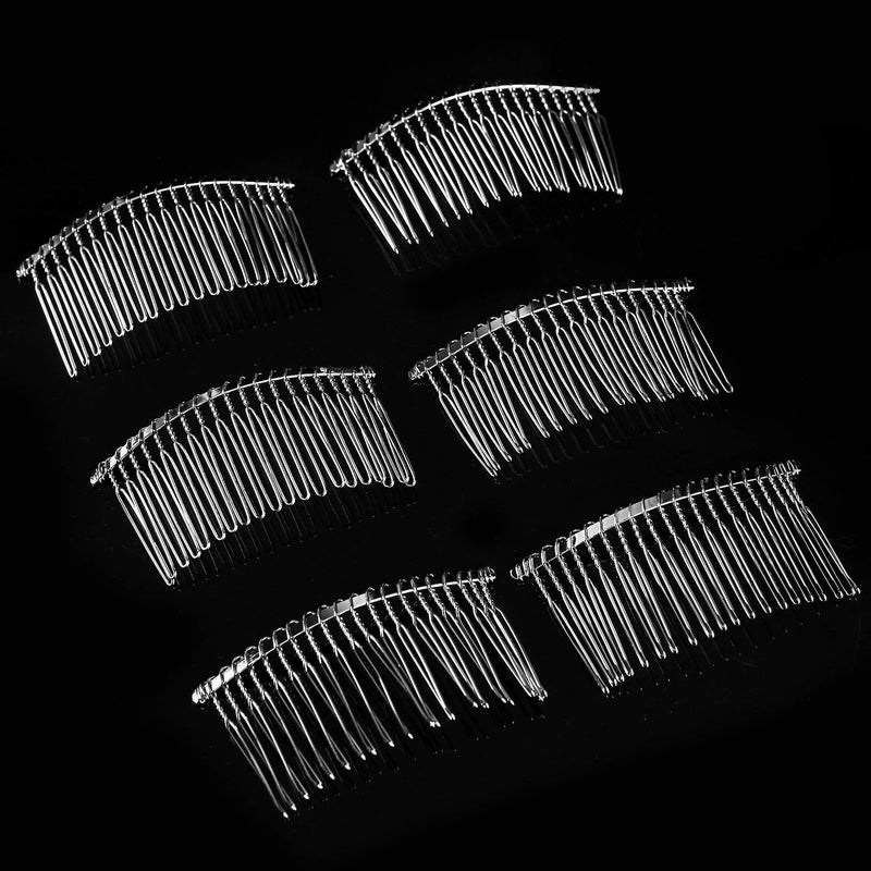 Senkary 10 Pieces Metal Hair Comb Clip Wire Wedding Bridal Veil Combs for Women (20 Teeth, Silver) - Image 4
