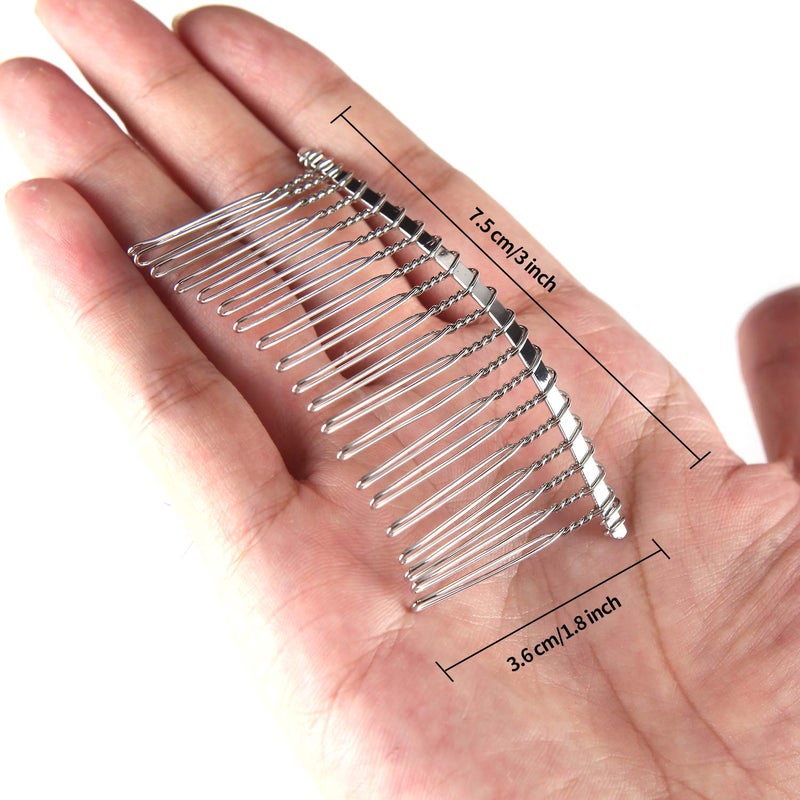 Senkary 10 Pieces Metal Hair Comb Clip Wire Wedding Bridal Veil Combs for Women (20 Teeth, Silver) - Image 2