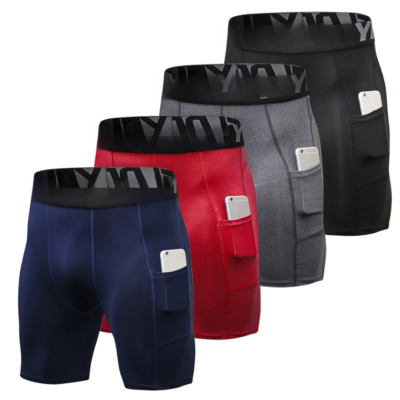 Men Shorts: L Size Dark Blue Grey Black Red, Moisture-Wicking Fabric, High Elasticity Design - Flatlock Seams, Exercise Shorts for Intense Workouts And Active Men - Image 1