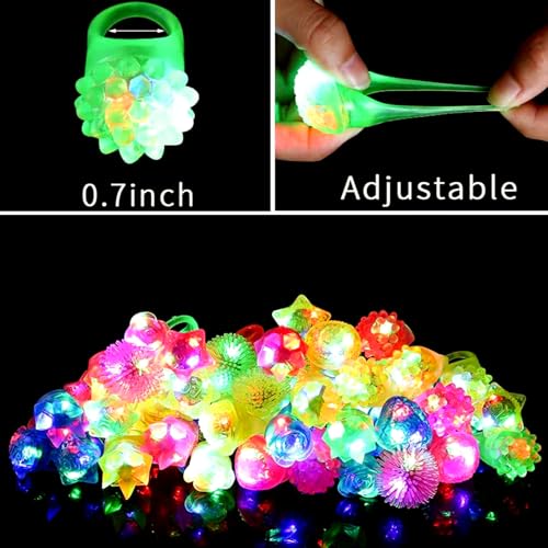 Sauyoza 38 Pack Light Up Rings Christmas Party Favors for Kids 4-8 8-12, Goodie Bags Stuffers Treasure Box Toys for Classroom Prizes, Birthday Glow in The Dark Party Supplies Favors for Kids - Image 3